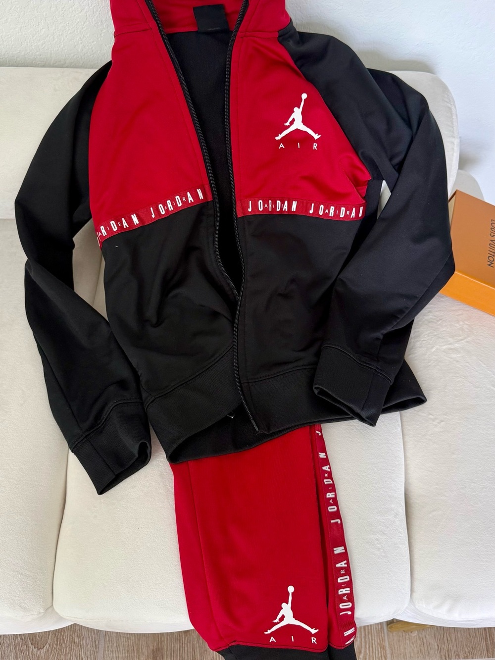 Nike Jordan Red and Black Air Track Jacket & Joggers